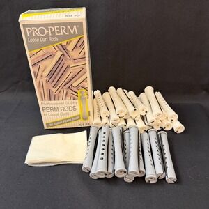 Vintage 80s Pro-Perm Loose Curl Rods White & Grey Salon Perm Rods ONLY 33 Count